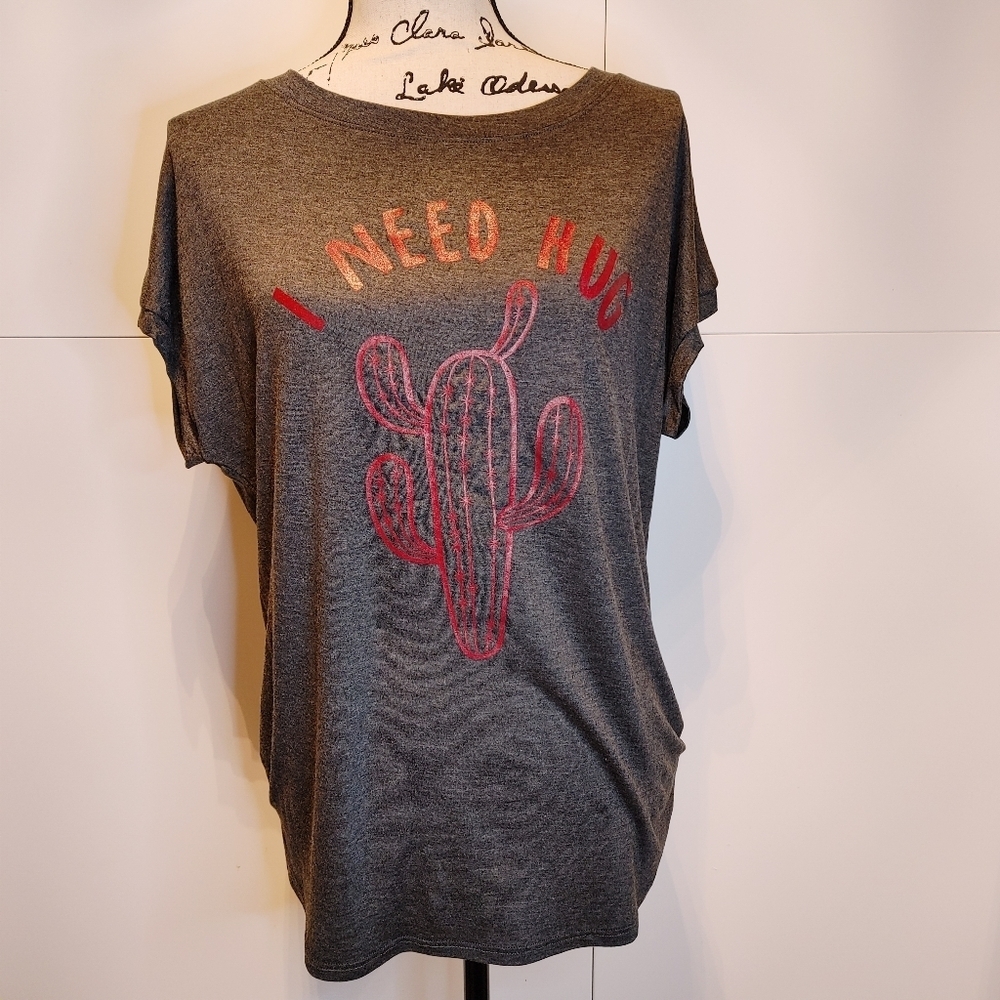 NWT I Need A Hug Cactus Graphic Tee Large Western Boho Soft Tee - Picture 4 of 8